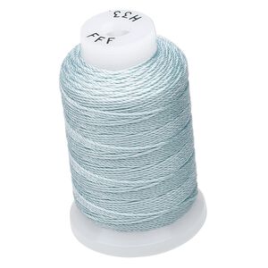 Thread, Purely Silk™, pale green, size FFF. Sold per 92-yard spool.