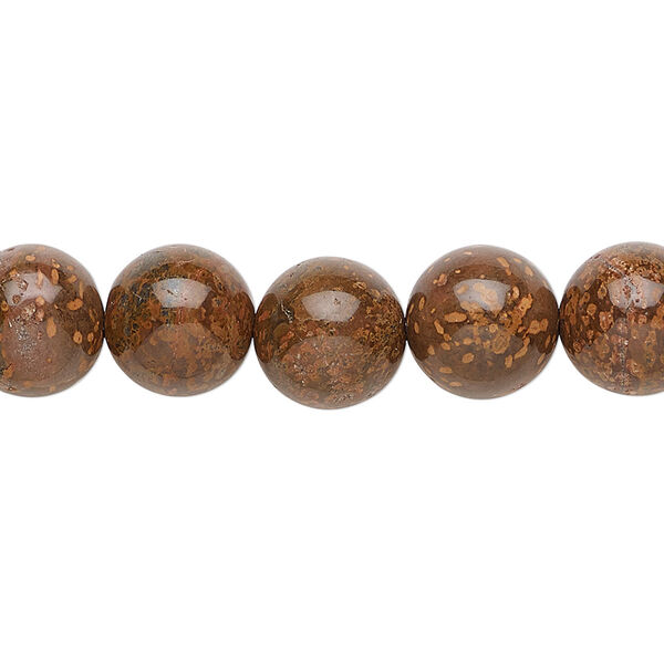 Bead, chrysanthemum stone (natural), 10mm round, B grade, Mohs hardness 3 to 4. Sold per 15-1/2" to 16" strand. image number 0