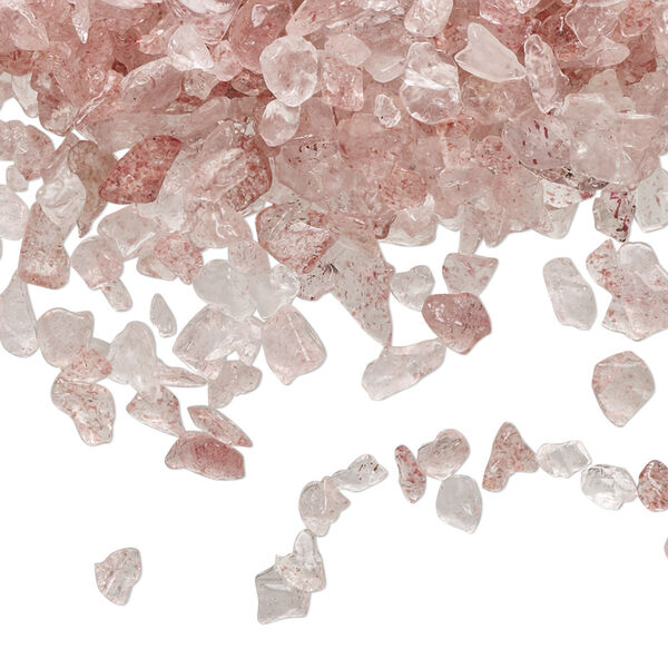 Inlay chip, strawberry quartz (natural), mini undrilled tumbled polished chip, Mohs hardness 7. Sold per 2-ounce pkg. image number 0