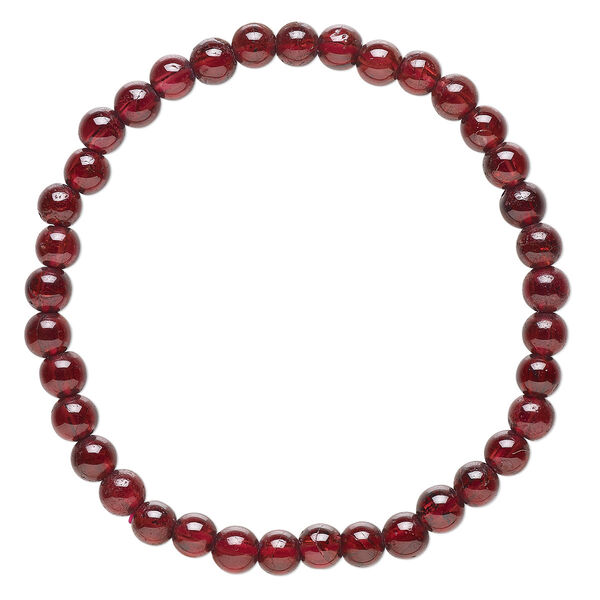 Bracelet, stretch, garnet (natural), 4-5mm round, 6 inches. Sold individually. image number 0
