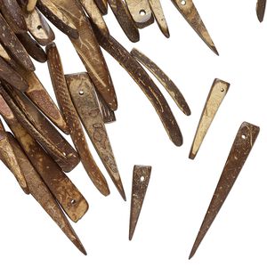 Focal, coconut wood (waxed), 19x5mm-55x12mm top-drilled talon. Sold per 2-ounce pkg.