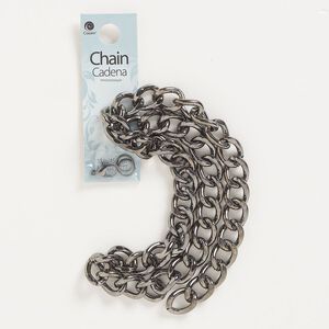 Chain and finding assortment, gunmetal-finished steel, assorted sizes. Sold per 4-piece set.