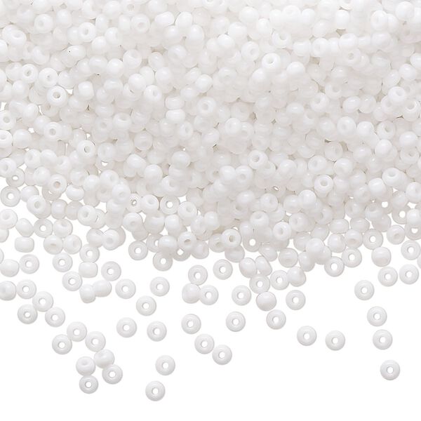 Seed bead, Preciosa Ornela Czech glass, pkg/500g, #11 rocaille, opaque white, (03050). image number 0