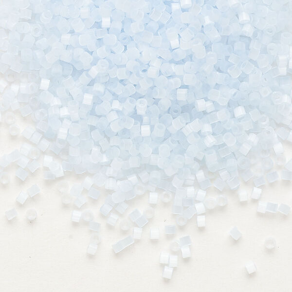 Seed bead, Delica®, glass, pkg/7.5g, #11 round, opaque silk glass enamel pale aqua (DB-0830). image number 0