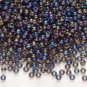 Seed bead, Preciosa Ornela Czech glass, pkg/50g, #8 rocaille, translucent rainbow grey, (41010).