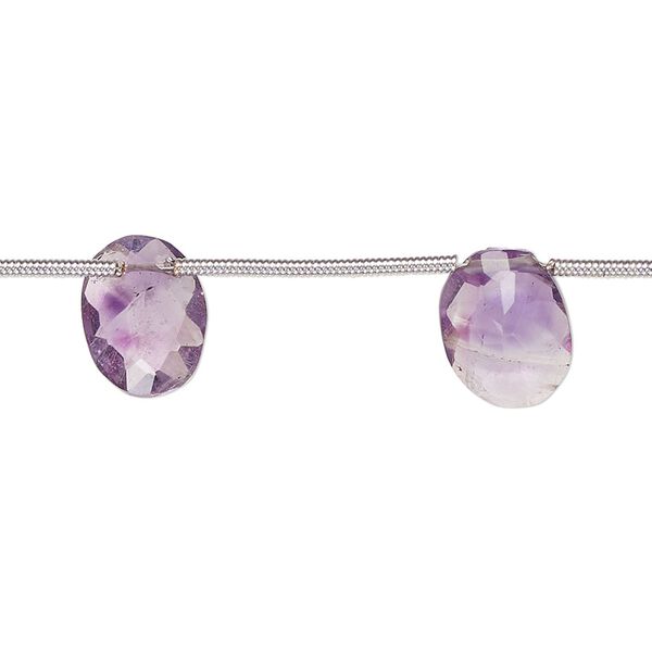Amethyst 1pkg8, hand-cut top-drilled faceted oval bead natural 11x8mm-12x10mm image number 0