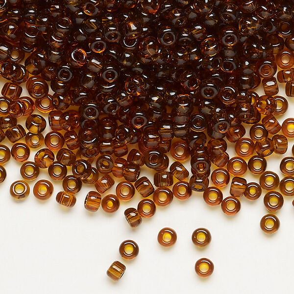 Seed bead, Dyna-Mites™, glass, transparent root beer, #8 round. Sold per 40-gram pkg. image number 0