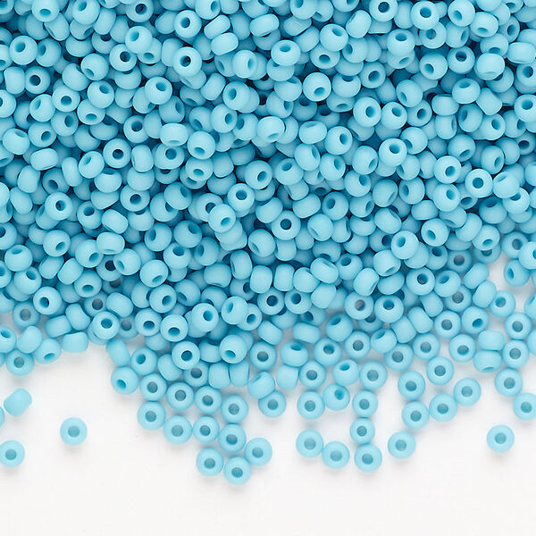 Seed bead, Preciosa Ornela, Czech glass, pkg/50g, opaque matte turquoise blue, #10 rocaille. image number 0