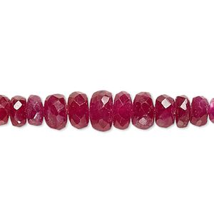 Ruby 1pkg1, hand-cut faceted rondelle bead 8 inch graduated 2x1mm-4x2mm