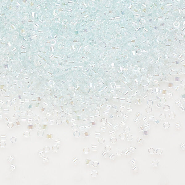 Seed bead, Delica®, glass, pkg/250g, #11 round, translucent pale aqua-lined rainbow crystal clear (DB-0083). image number 0