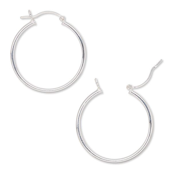 Earring, sterling silver-filled, 30mm round hoop with latch-back closure. Sold per pair. image number 0