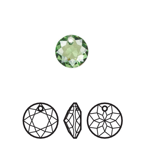 Drop 2pk peridot, Crystal Passions&reg; Regenerated 10mm pendant classic cut 6430 image number 0