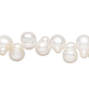 Freshwater pearl 1pkg1, top-drilled freeform, 15 inch white 10x8mm-13x9mm cultured