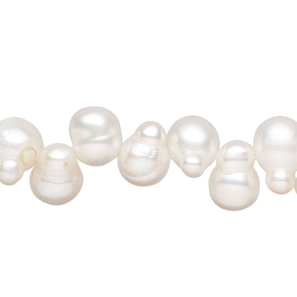 Freshwater pearl 1pkg1, top-drilled freeform, 15 inch white 10x8mm-13x9mm cultured image number 0