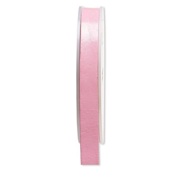Cord, leather, pink, 12mm flat. Sold per 25-yard spool. image number 0