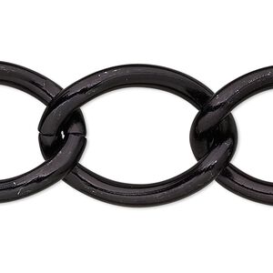 Chain 1pkg1 curb, 23mm, aluminum / anodized black 5 foot unfinished