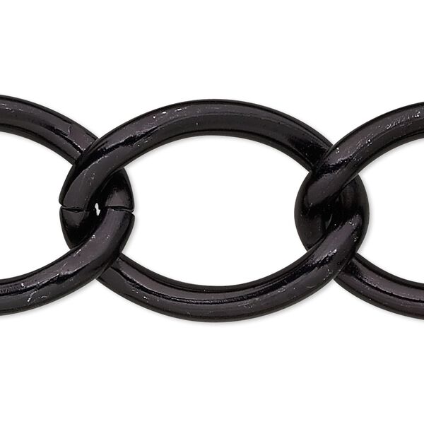 Chain, anodized aluminum, black, 23mm curb. Sold per pkg of 5 feet. image number 0