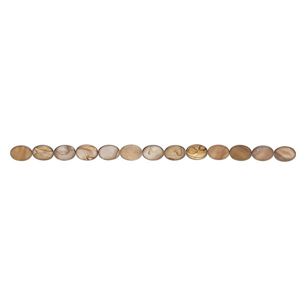 Mother-of-pearl shell 1pkg1, flat oval bead 15 inch copper and brown 17x12mm-18x14mm image number 1