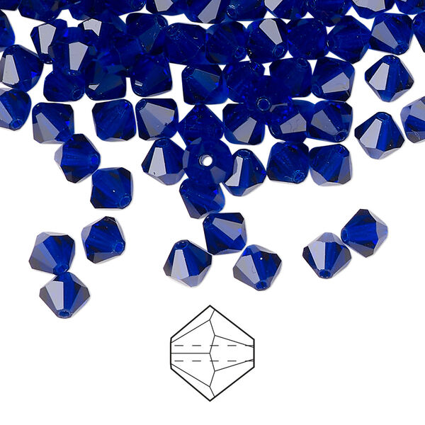 Bead 24pk cobalt blue, Preciosa Czech crystal 5mm bicone image number 0
