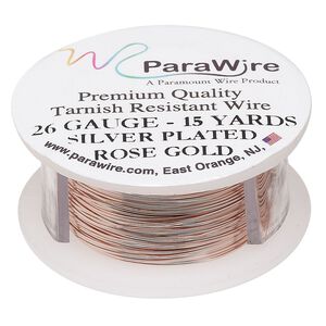 Wire, ParaWire™, rose gold-finished copper, round, 26 gauge. Sold per 15-yard spool.