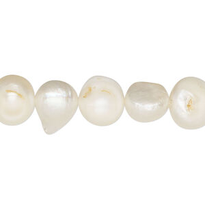 Freshwater 1pkg1, flat-sided potato pearl, 15 inch white 9-11mm cultured