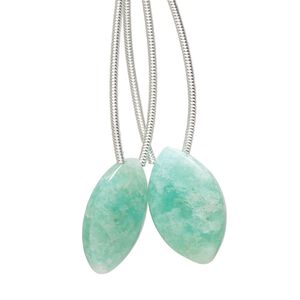 Amazonite 1pkg2, hand-cut top-drilled puffed marquise bead natural 18x11mm