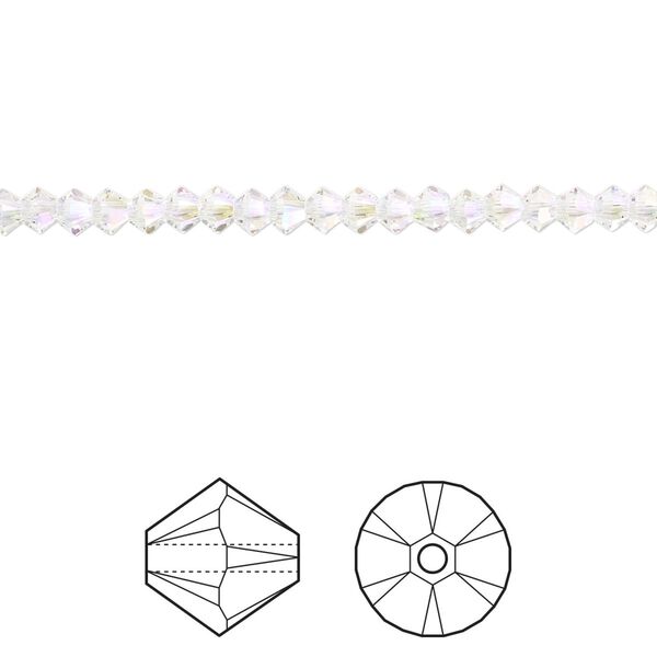 Bead 48pk crystal shimmer 2X, Crystal Passions® 3mm bicone 5328 image number 0