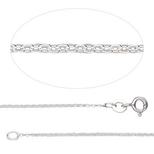 Chain 1pkg1 sterling silver cable, 1.2mm / springring clasp, Gossamer™ 18 inch