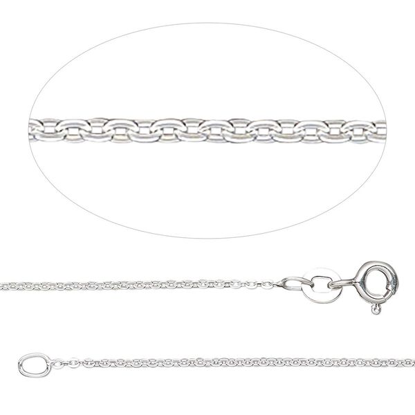 Chain, Gossamer™, 1pkg1 sterling silver, 1.2mm cable, 18 inches with springring clasp. image number 0