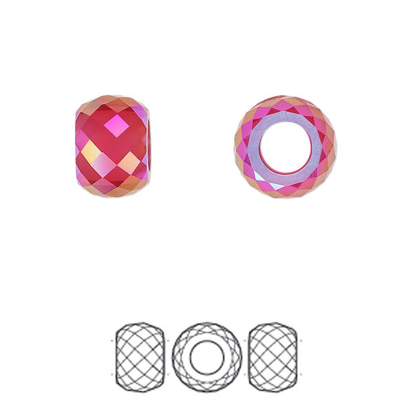 Bead 1pk scarlet shimmer 2X, Crystal Passions® 11x7.75mm briolette XXL hole 5043 image number 0