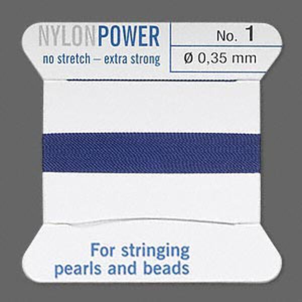 Thread, Griffin, nylon, dark blue, size #1. Sold per 2-meter card (approximately 78 inches). image number 0