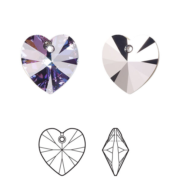 Drop 2pk crystal vitrail light, Crystal Passions® 14mm pendant heart 6228 image number 0