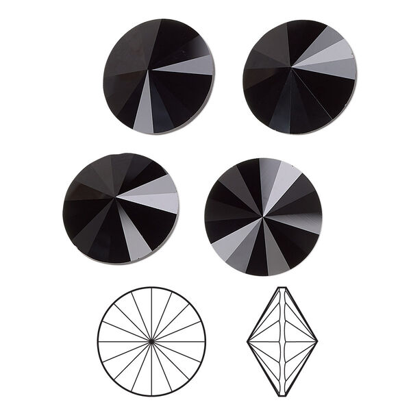 Chaton 4pk jet, Crystal Passions® 14mm rivoli 1122 image number 0