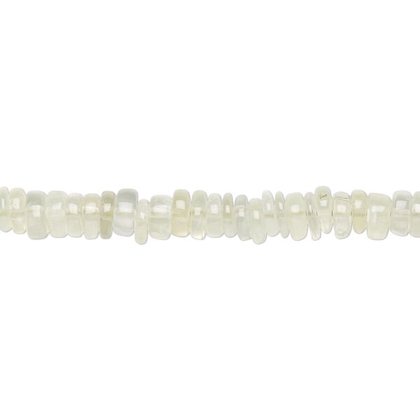 Bead, prehnite (natural), 4x1mm-6x2mm hand-cut rondelle, B grade, Mohs hardness 6 to 6-1/2. Sold per 8-inch strand, approximately 100-150 beads. image number 0