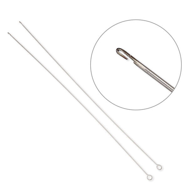 Beading needle, Elastacord™ Bead Threader, stainless steel, 10-1/2 inches with hook. Sold per pkg of 2. image number 0