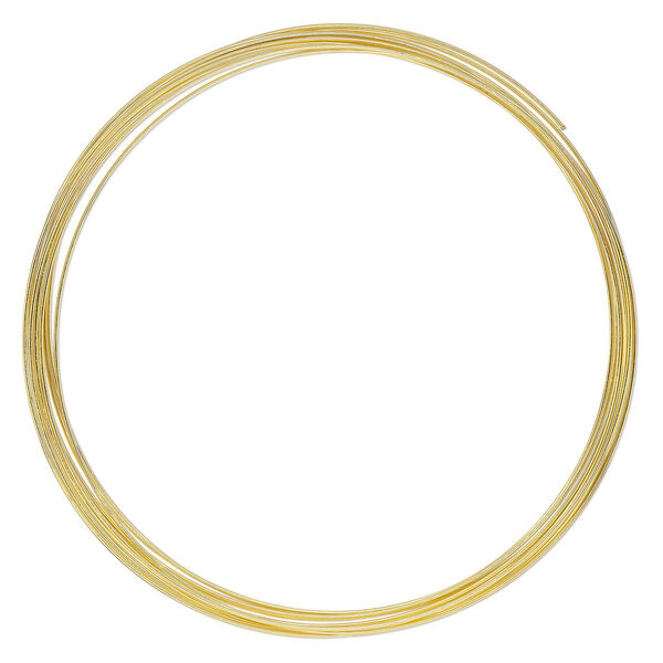 Memory wire, gold-plated high carbon steel, 3-5/8 inch necklace, 0.7mm thick. Sold per pkg of 12 loops. image number 0