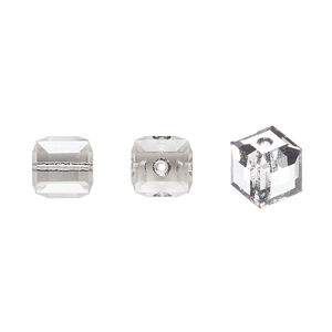 Bead 1pkg6 crystal urban grey, Crystal Passions&reg; 8mm cube 5601