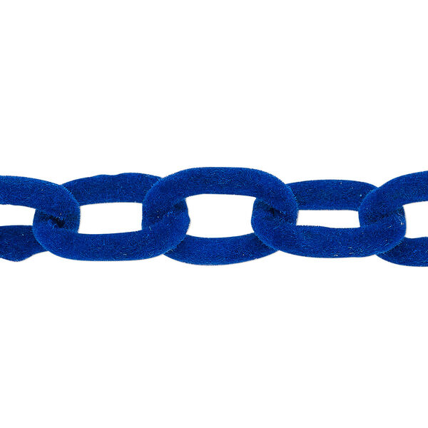 Chain, aluminum, flocked cobalt, 12mm cable. Sold per pkg of 24 inches. image number 0