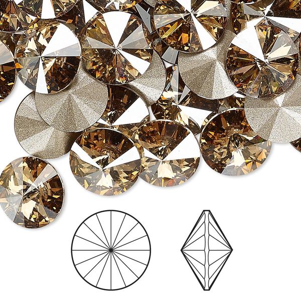 Chaton 48pk crystal golden shadow foil back, Crystal Passions® 10.54-10.91mm rivoli SS47 1122 image number 0