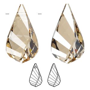 Focal 1pk crystal golden shadow, Crystal Passions® 37x21mm pendant helix 6020
