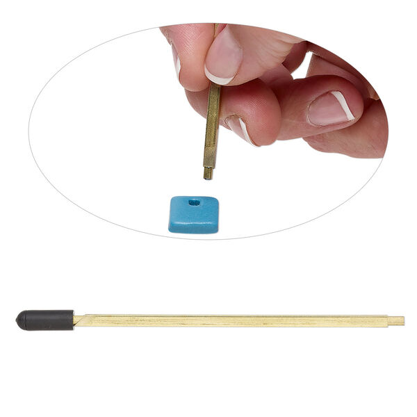 Clay cutter, Kemper®, brass and rubber, 4 inches with 1/8 inch square hole and built-in pop-out tool. Sold individually. image number 0