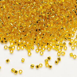Seed bead, Dyna-Mites™, glass, pkg/40g, #11 round, transparent silver-lined orange, (66:SR 11/0 SR).