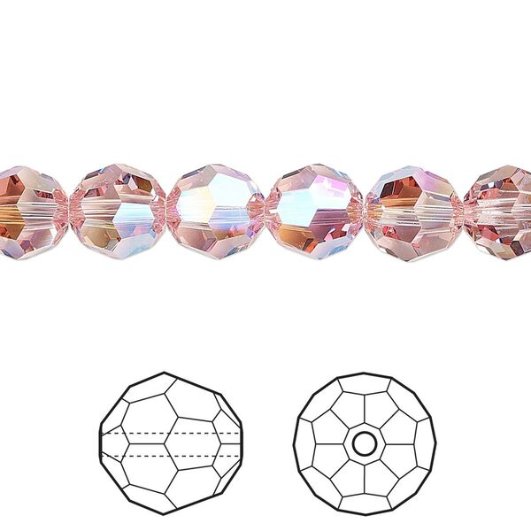 Bead 288pk light rose shimmer, Swarovski® 8mm round 5000 image number 0