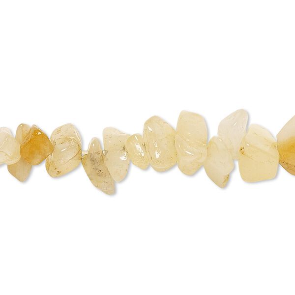 Bead, golden cream quartz (dyed), yellow, medium chip, Mohs hardness 7. Sold per 15-inch strand. image number 0