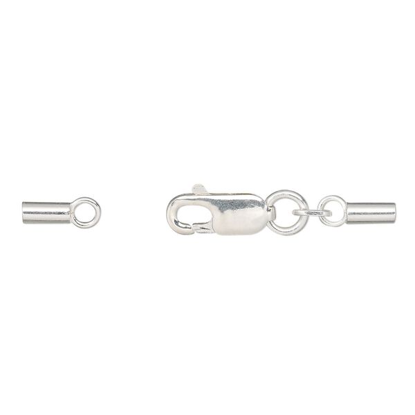Clasp, lobster claw, sterling silver, 31x4mm with 2 crimp ends, 1.5mm inside diameter. Sold individually. image number 0