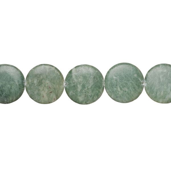 Green marble 1pkg1, puffed flat round bead natural, 15 inch 38-39mm dark image number 1