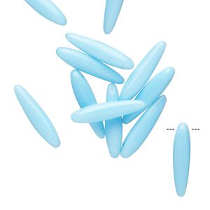 Bead, Preciosa Thorn™, Czech pressed glass, opaque baby blue, 16x4mm top-drilled thorn. Sold per pkg of 20.