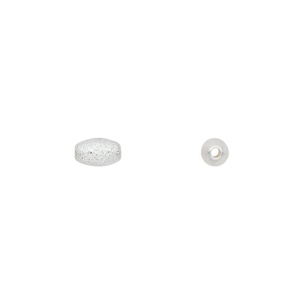 Bead, sterling silver, 7x4mm textured oval. Sold per pkg of 2. image number 0
