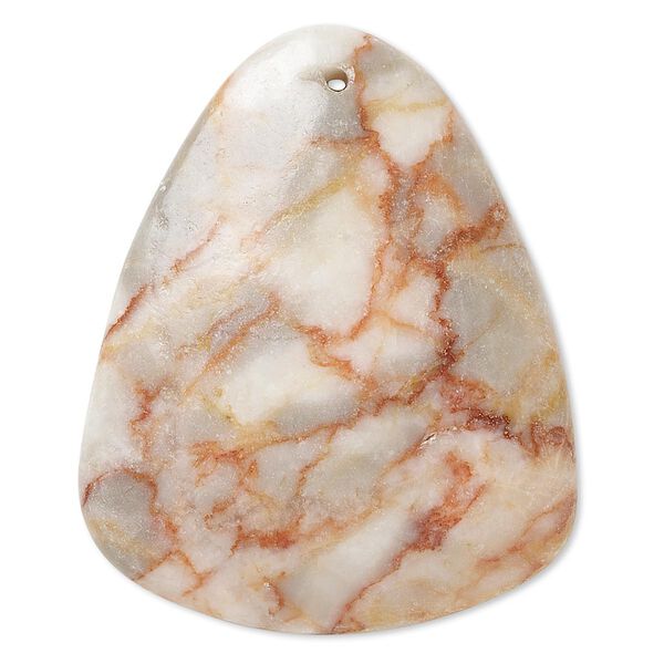 Focal, redline marble (coated), 42x42x32mm-45x45x38mm rounded puffed triangle with flat back, B- grade, Mohs hardness 3. Sold individually. image number 0
