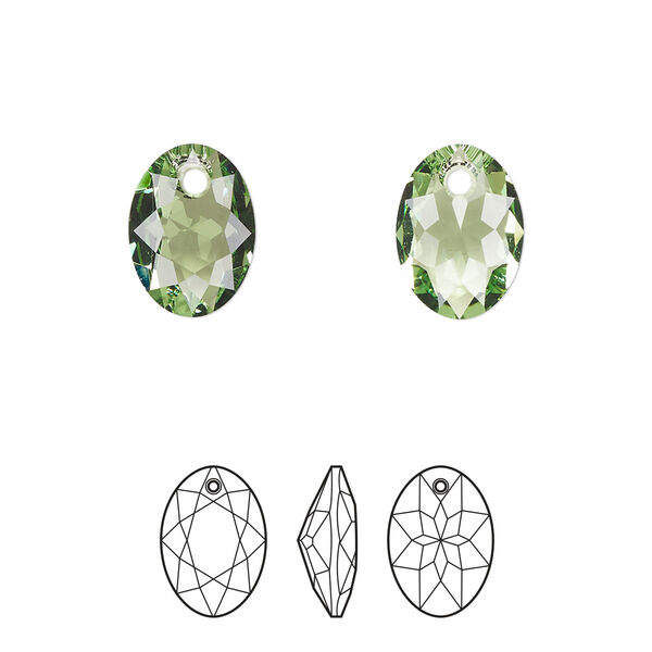 Drop 2pk peridot, Crystal Passions® Regenerated 11.5mm pendant elliptic cut 6438 image number 0